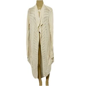 Anthropologie Angel of The North ivory crochet linen cotton blend long cardigan